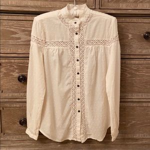 Sundance Peasant Cream and Lace Blouse—Size Small